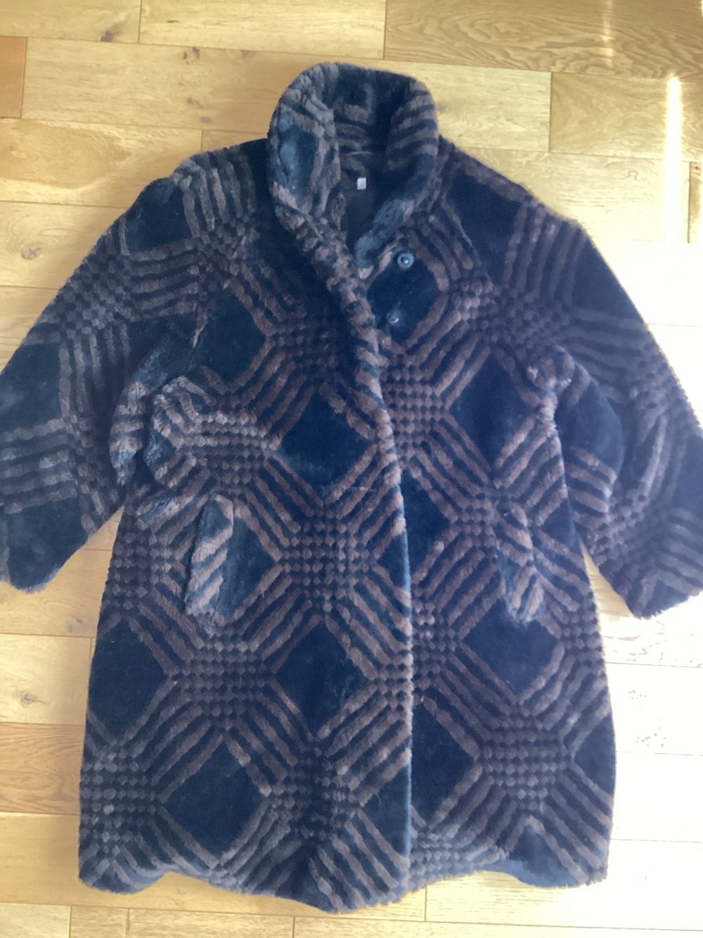 Vintage faux fur black and brown coat